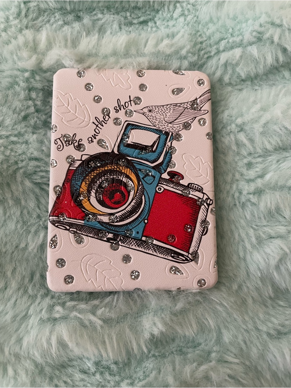 Compact mirror with Red & Blue Camera Motif
